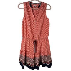 Sz 4 Juicy Couture Silk Polka Dot Stripe Drop Waist Sleeveless Dress Preppy Chic